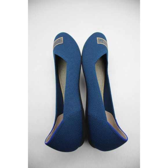 Rothy’s The Flat Women's Size 10 Blue Beige Knit Round Toe Slip On Flats - Picture 6 of 9